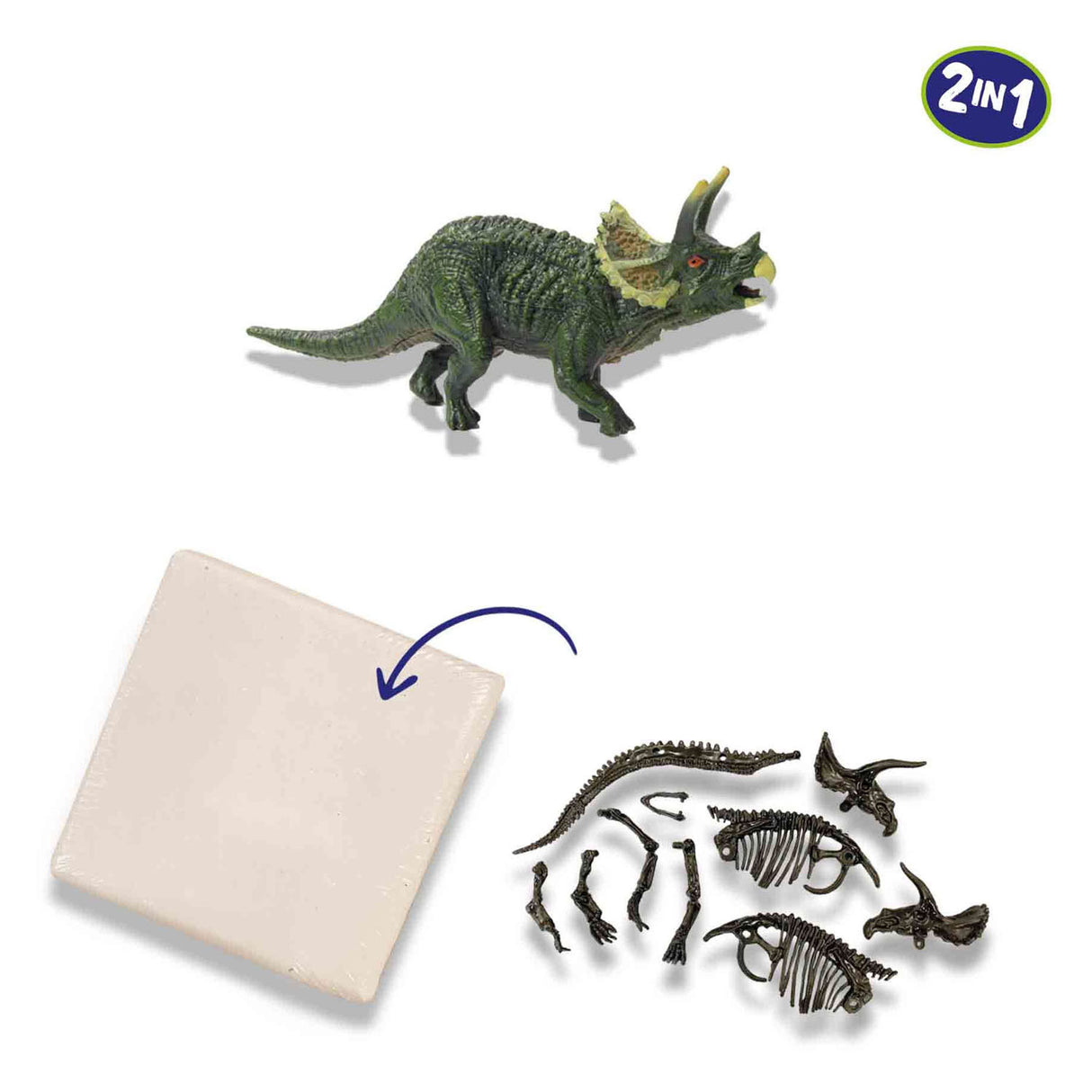 SES Prozkoumejte Dino a Skeleton Expavated 2in1 - Triceratops