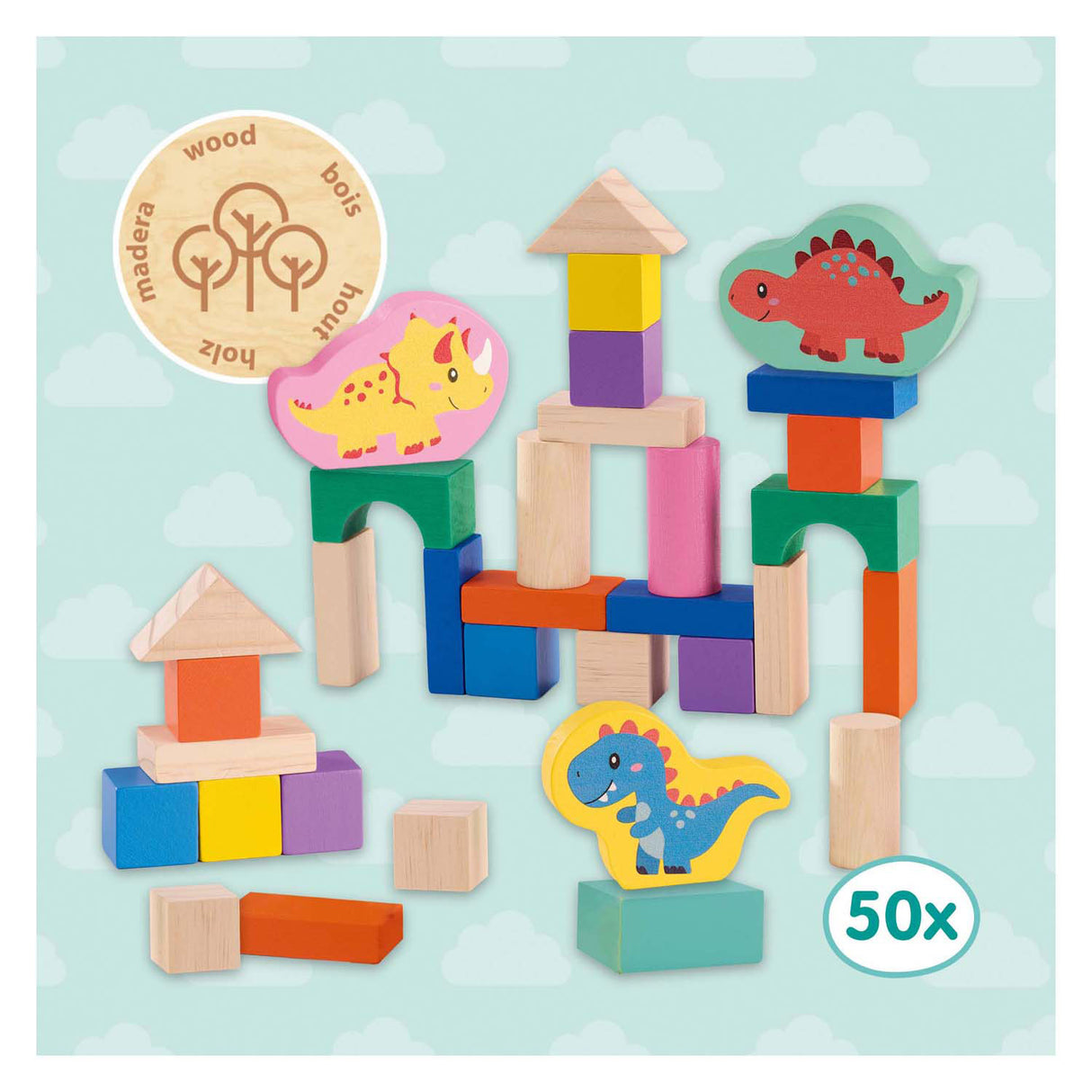 SES Wooden Building Blocks Dinonos, 50.