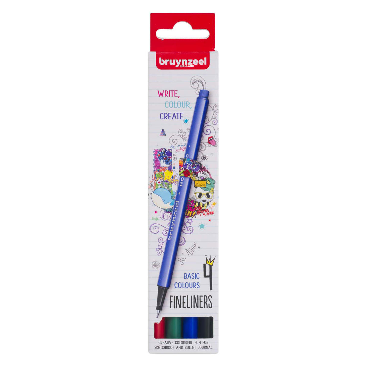 Bruynzeel Fineliner Set 4 couleurs