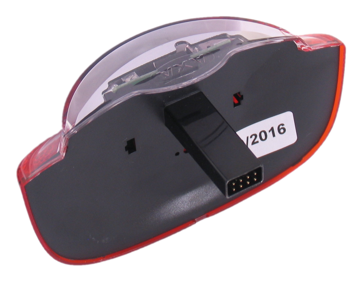 Wewnętrzne tylne światło Gazelle - czerwone, przezroczyste, LED, 115x65 mm, bateria rowerowa, odpowiednia do wewnętrznych e -bike