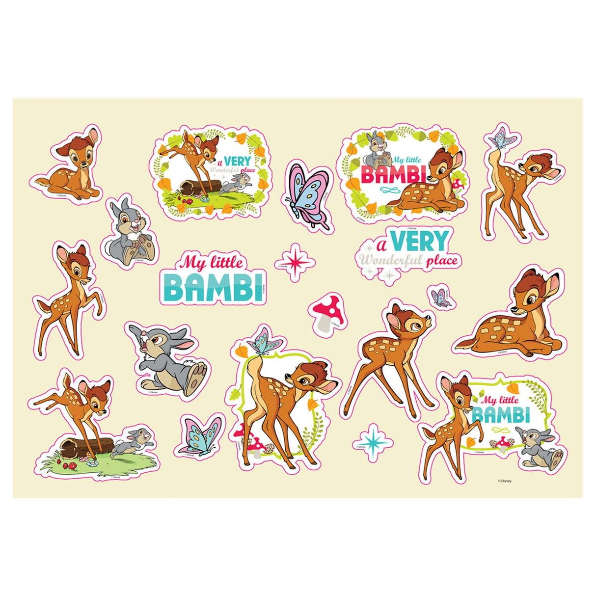 Bambi coloring pages with stencil and sticker sheet