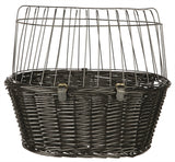 Trixie willows bicycle basket in front black with pillow and hood