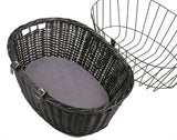 Trixie willows bicycle basket in front black with pillow and hood