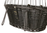 Trixie willows bicycle basket in front black with pillow and hood