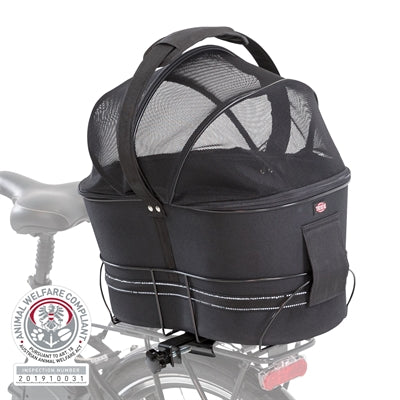 Trixie bicycle basket on the back black with pillow and hood