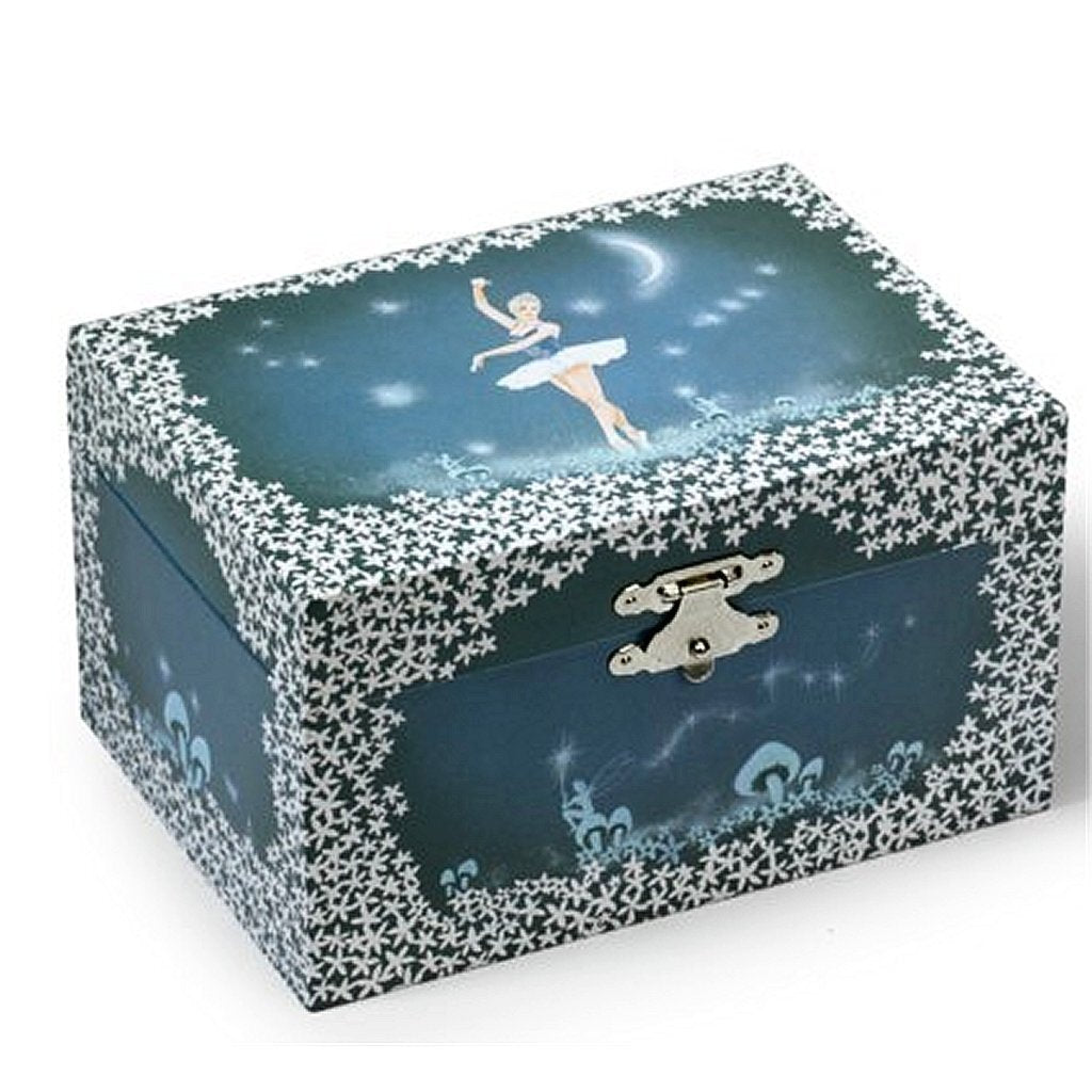 Jednoduše pro děti šperky hudby box balerína bílé šaty modré bílé