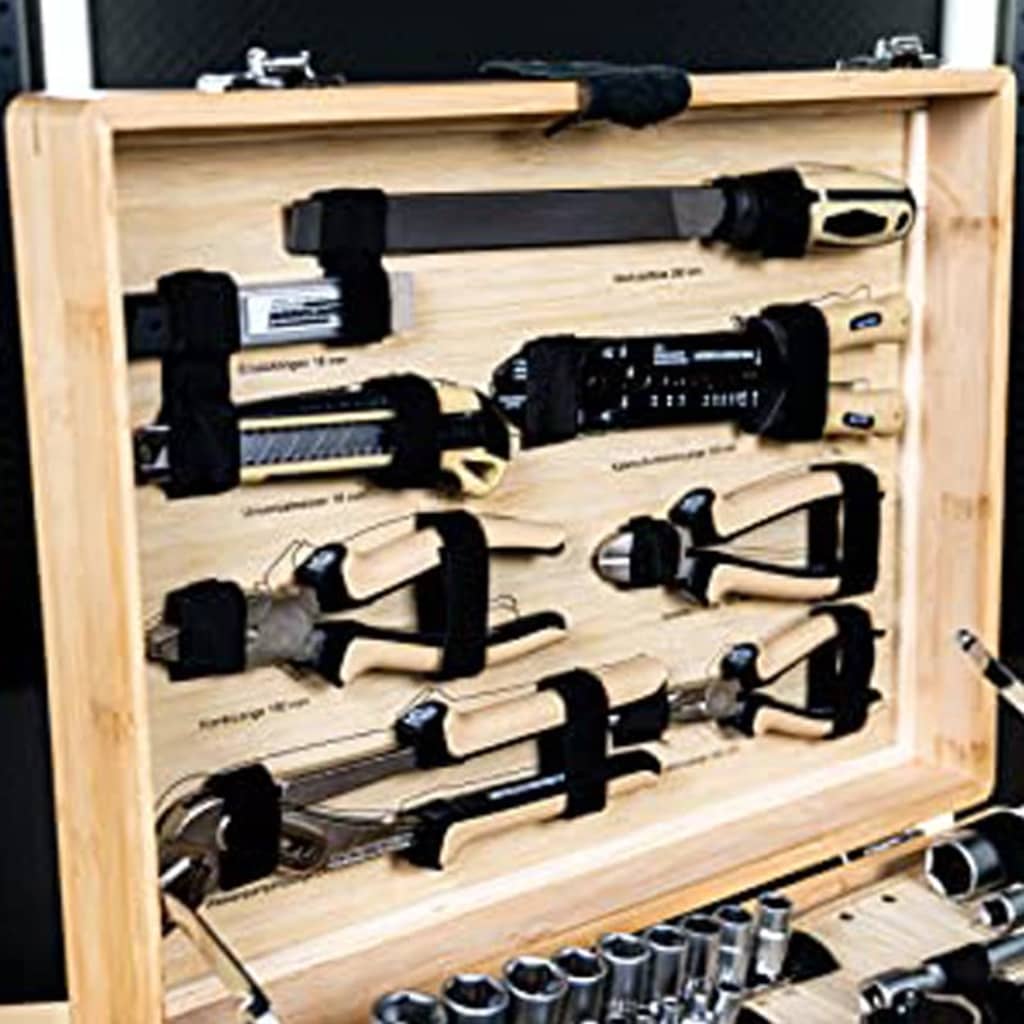 Brüder Mannesmann 108-part tool set Bamboo suitcase