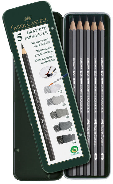 Faber castell fc-117805 aquarelpotlood faber-castell graphite etui a 5 stuks