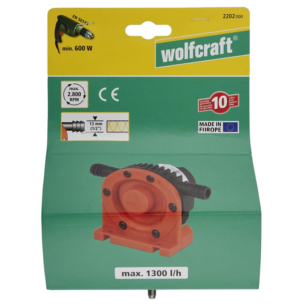 Pompa di perforazione Wolfcraft Wolfcraft 1300 L H S = 6 mm 2202000