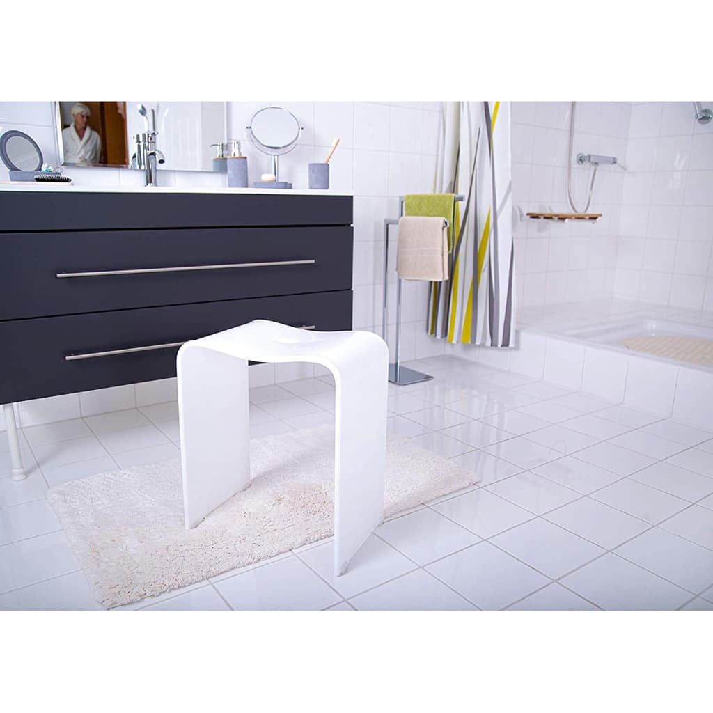 Sgabello da bagno ridotto alla moda bianco