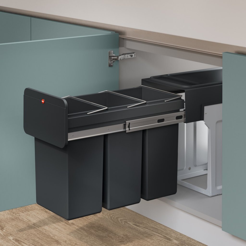 Hailo 0310-300 Ecoline Design Trio l Vestavěný odpad Biner 3x10L Black
