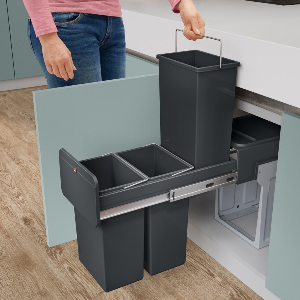 Hailo 0310-300 Ecoline Design Trio l Vestavěný odpad Biner 3x10L Black