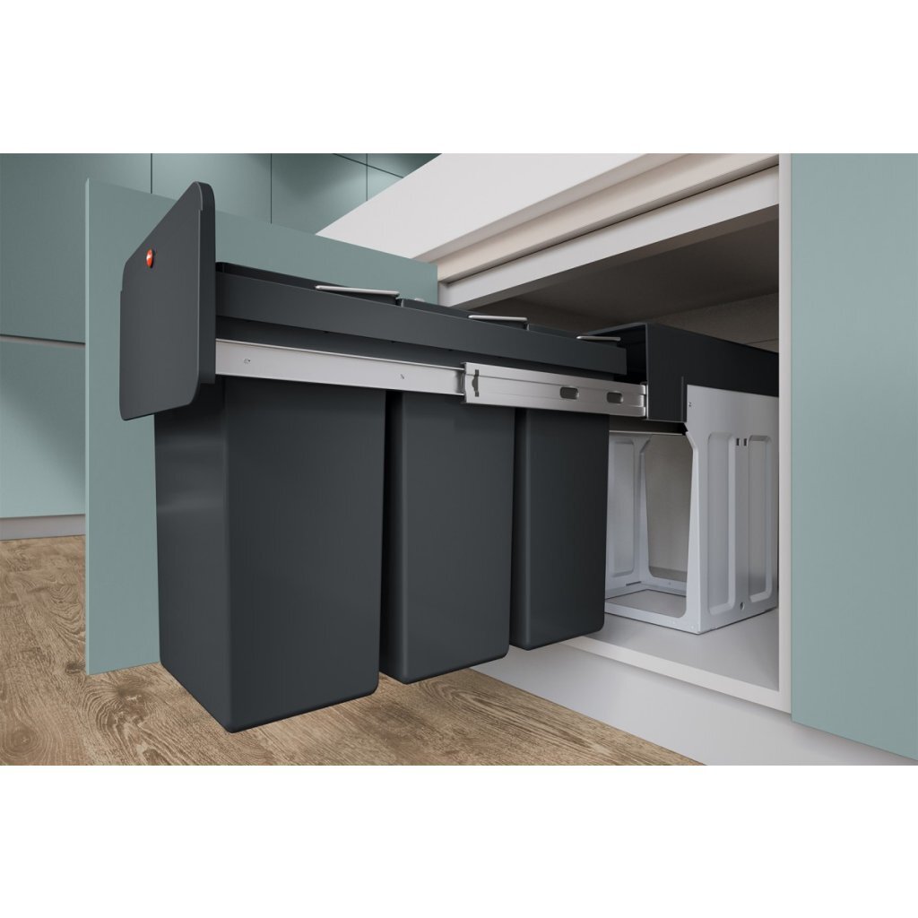 Hailo 0310-300 Ecoline Design Trio l Vestavěný odpad Biner 3x10L Black