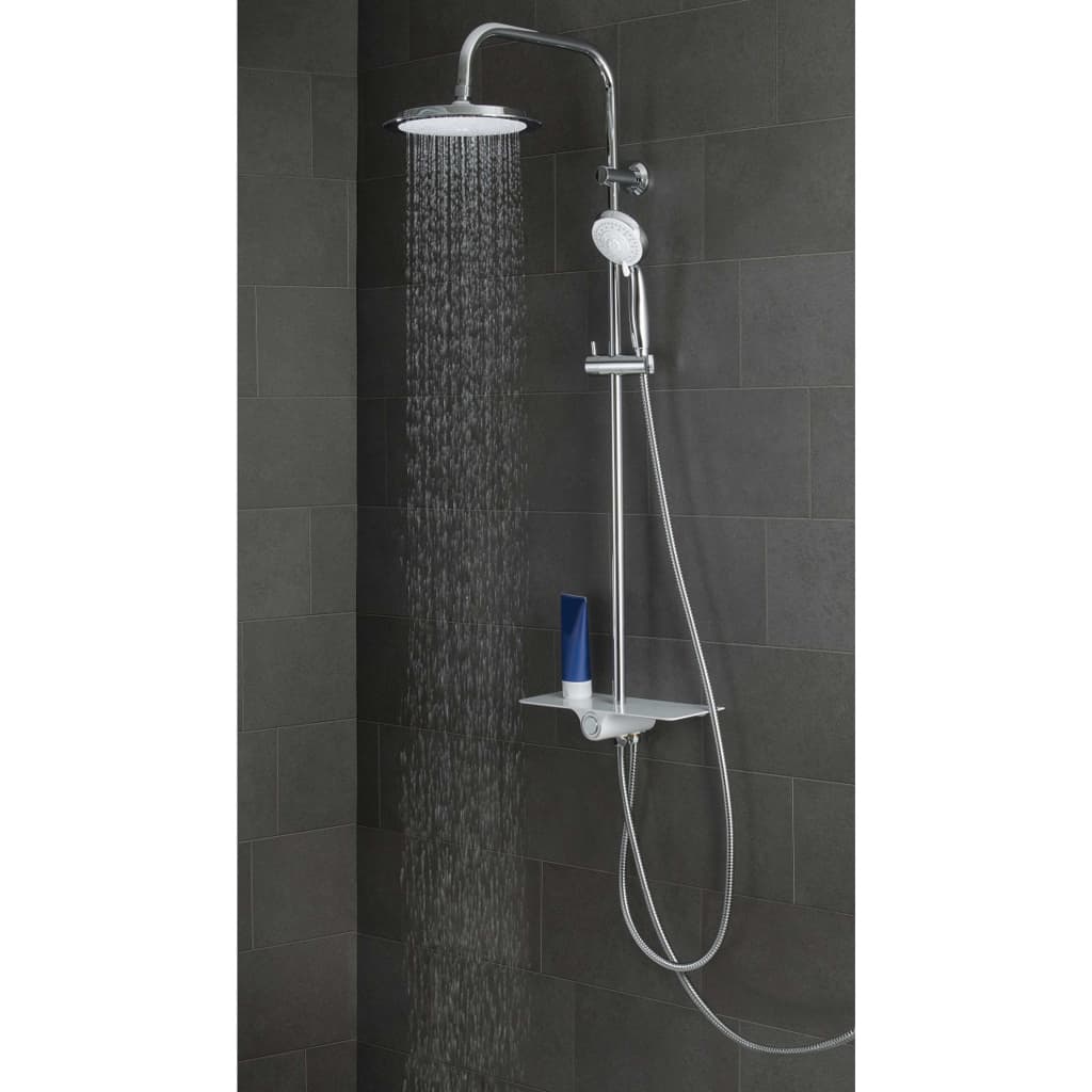 Schütte schütte pioggia set di doccia con altopiano Aquastar White e Chrome -colorato