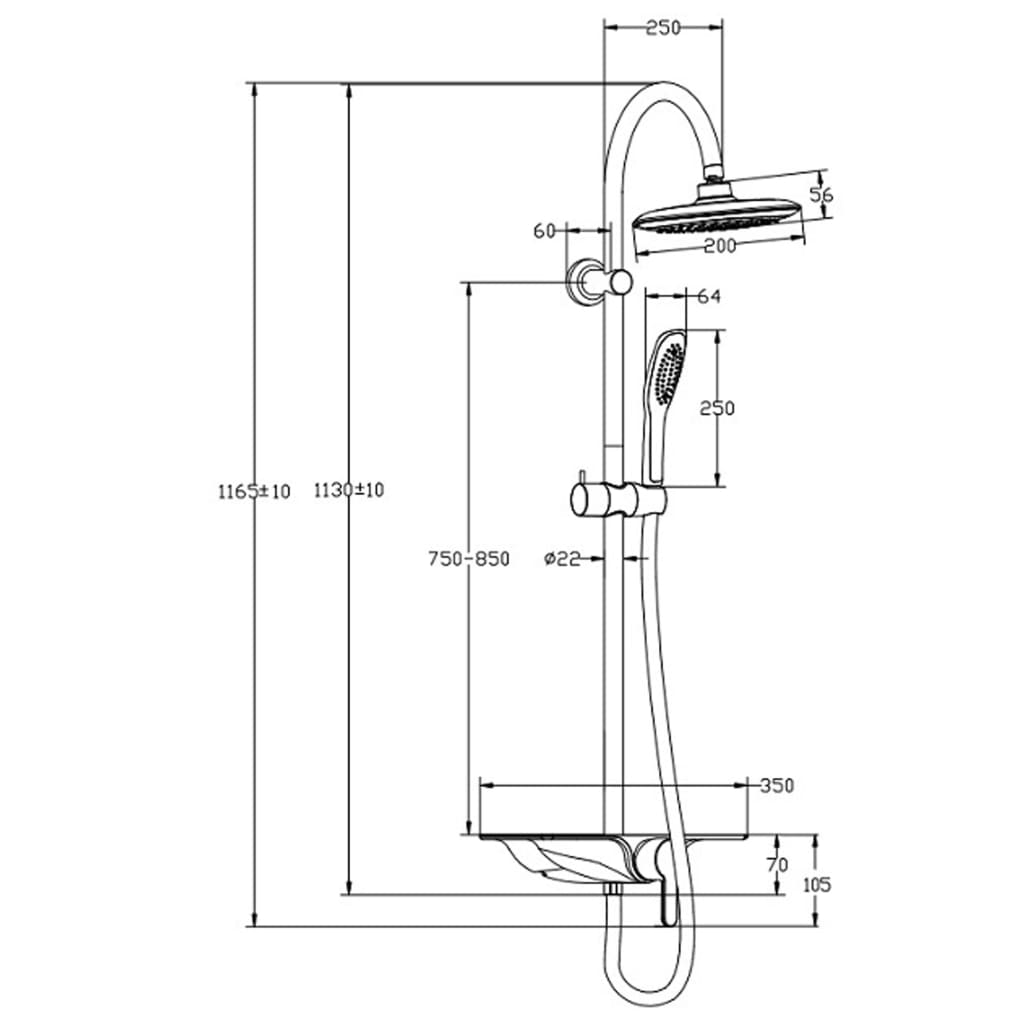 Schütte schütte pioggia set di doccia con mixer e piastra navigabile cromata-white