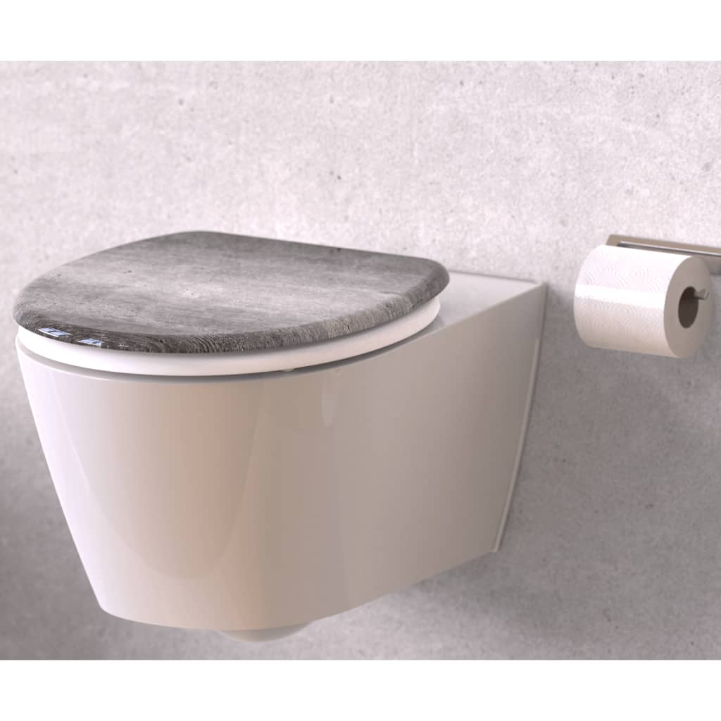 Asiento de inodoro Schütte con gris industrial de cierre suave