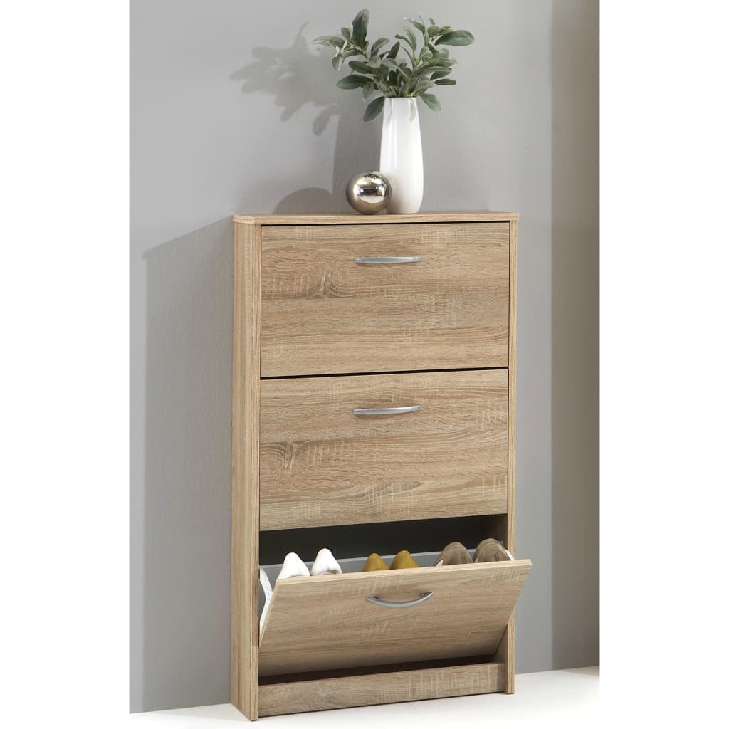 FMD FMD shoe cabinet with 3 tilting compartments oak -colored