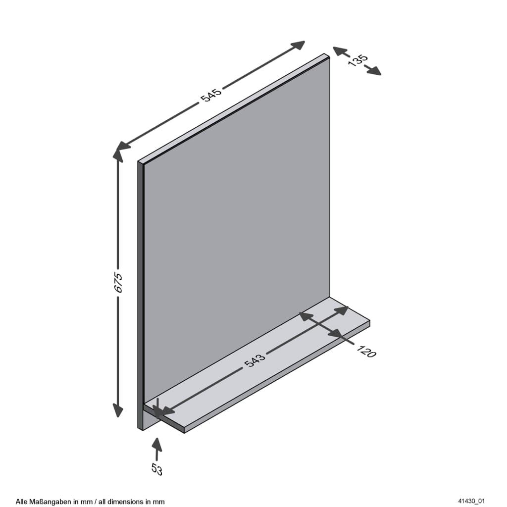 FMD wall mirror with shelf 54.5x13.5x67.5 cm Artisan oak