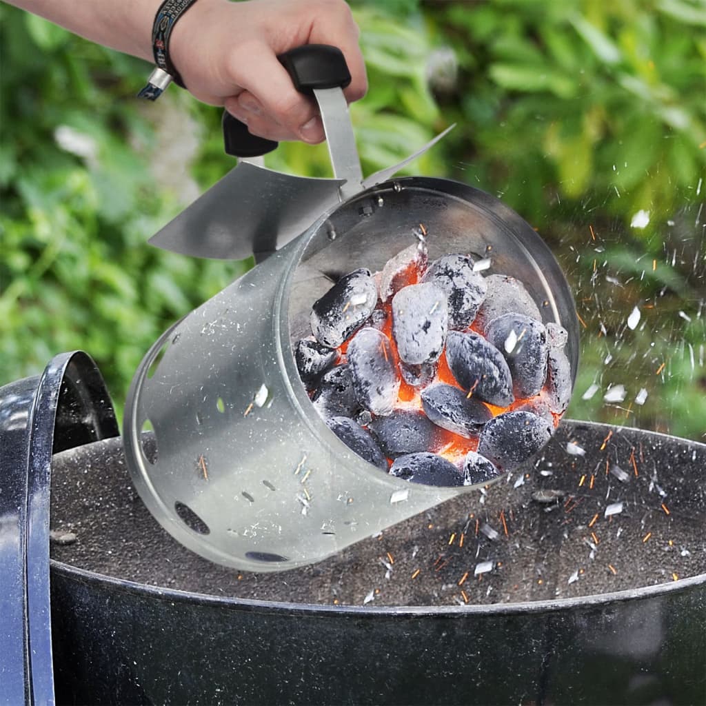 Hej grillstarter med håndtag 16,5 cm sølvfarvet