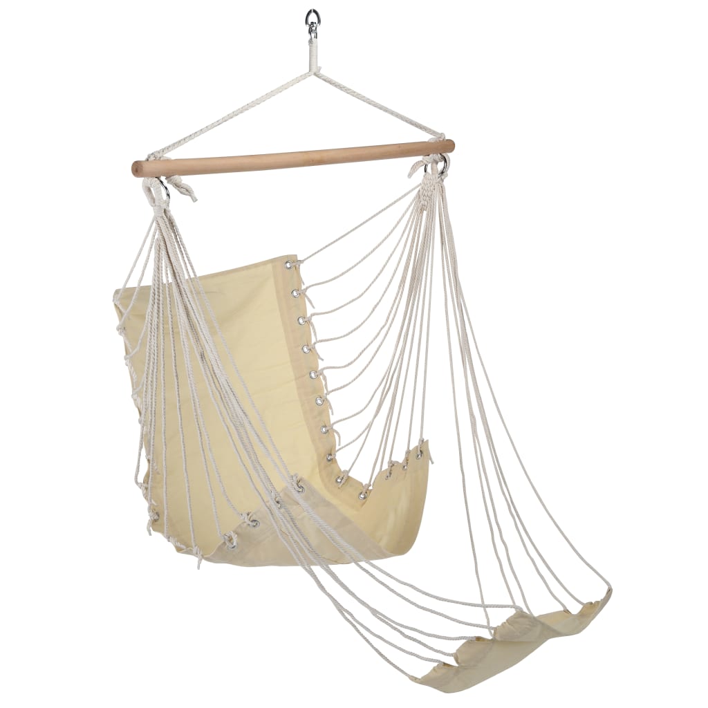 Ahoj Hanging Chair With Footrest Cotton Canvas Beige