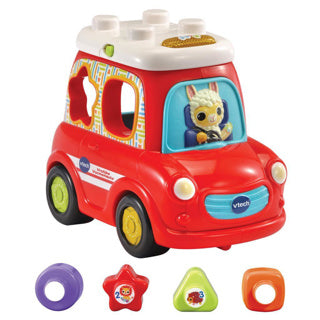 VTech Cheertful Shape Car avto 25 cm rdeči 5-delni