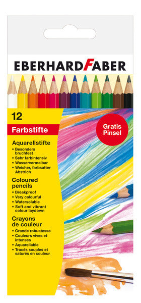 Eberhard Faber EF-516012 Scatola di cartone a matita Aquarel di 12 pezzi con pennello
