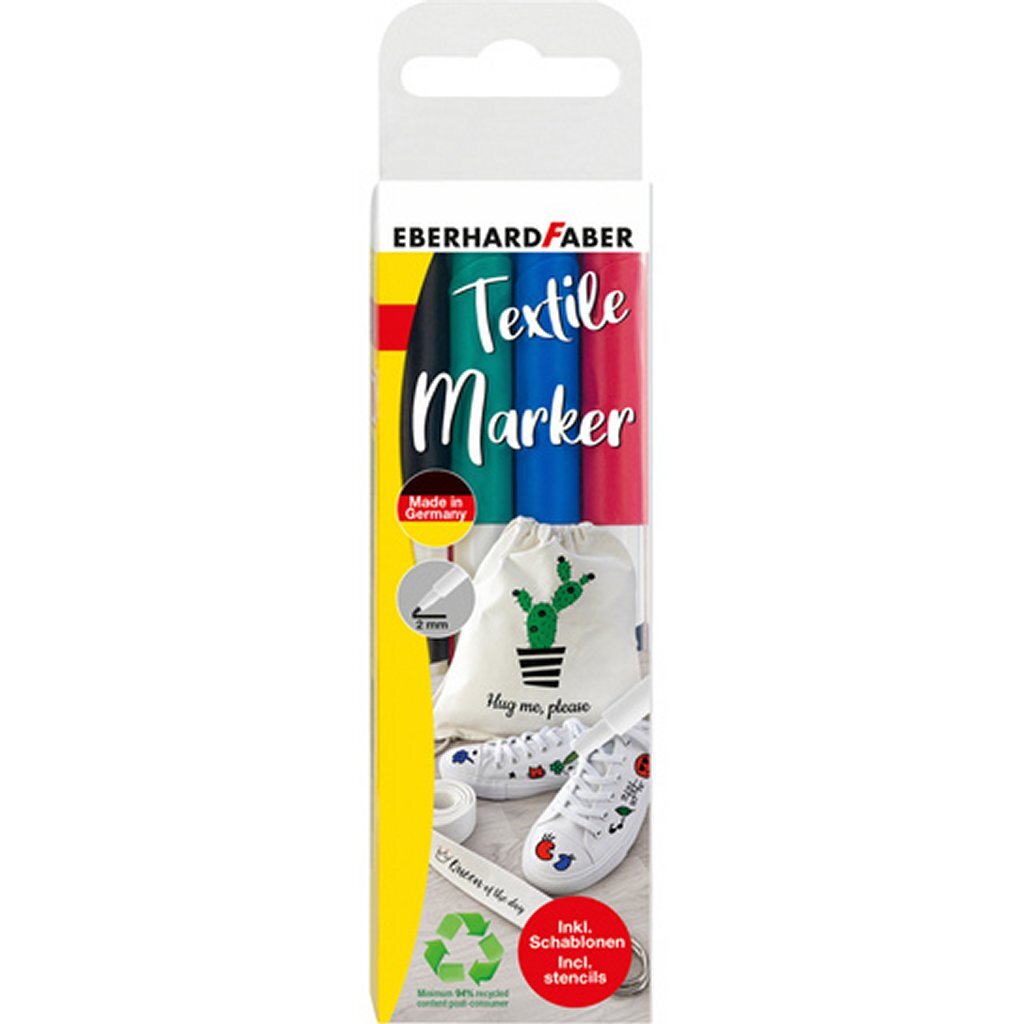 Eberhard Faber EF-578204 Marker textile 4 pièces + modèles