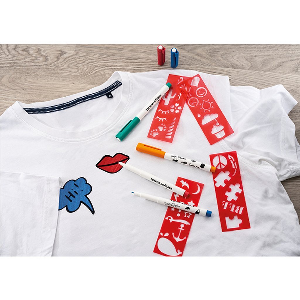 Eberhard Faber EF-578204 Marker textile 4 pièces + modèles