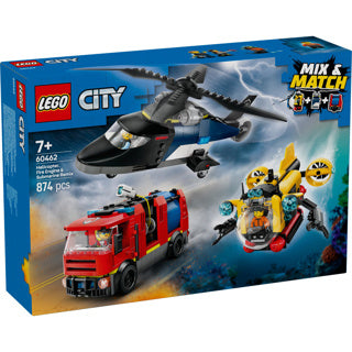 LEGO CITY 60462 Elicottero, camion dei pompieri e remix di sottomissione