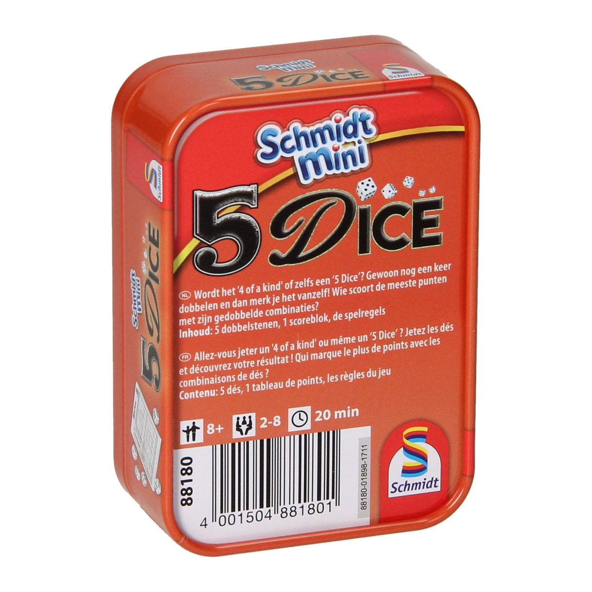 Gioco da dadi a 5 dadi in lattina