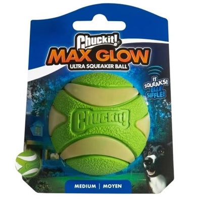 Chuckit max glow ultra squeekerbal vert