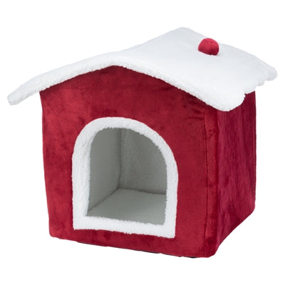 Trixie xmas cat basket house red white