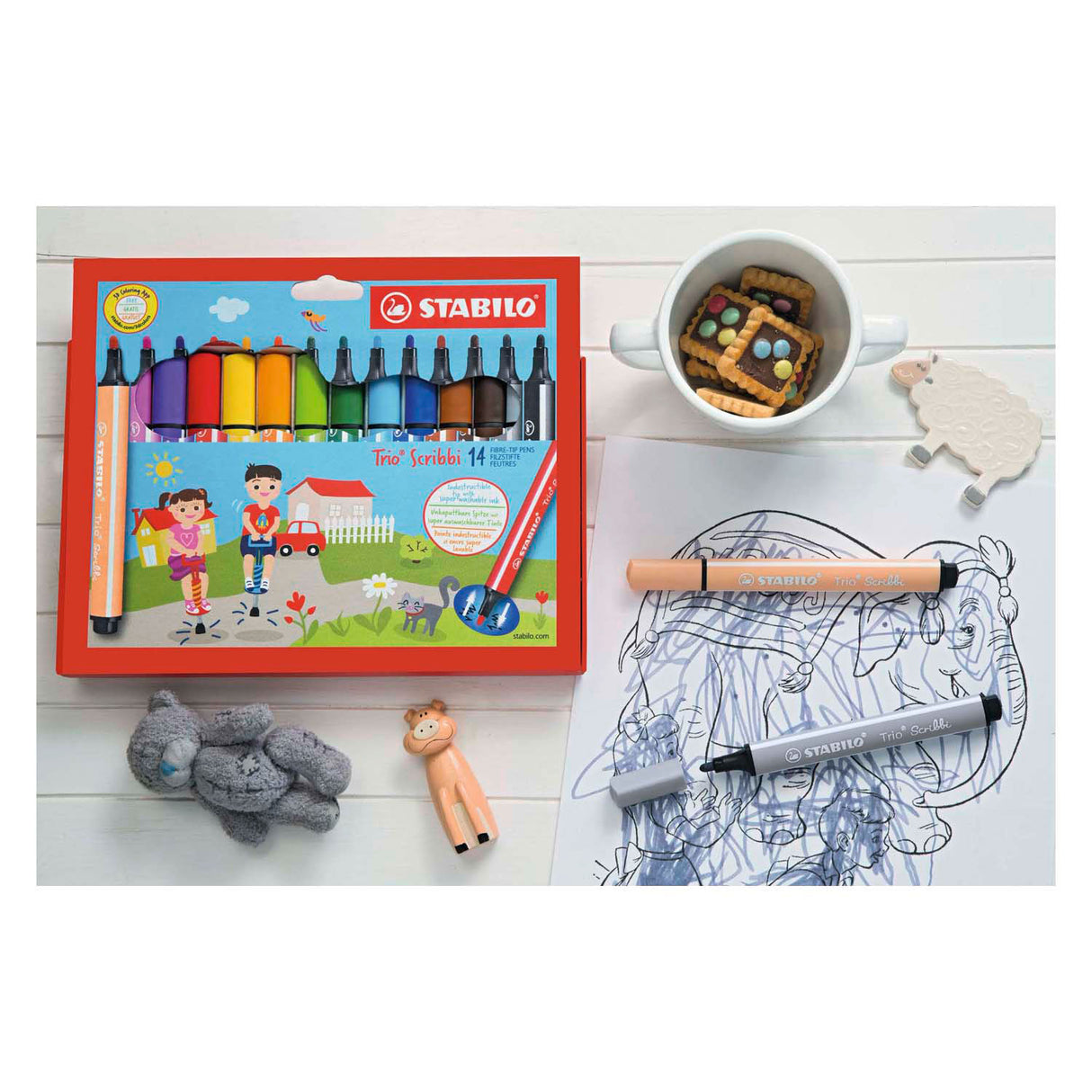 Stabilo trio Scribbi Felt -tip pisala, 14st.