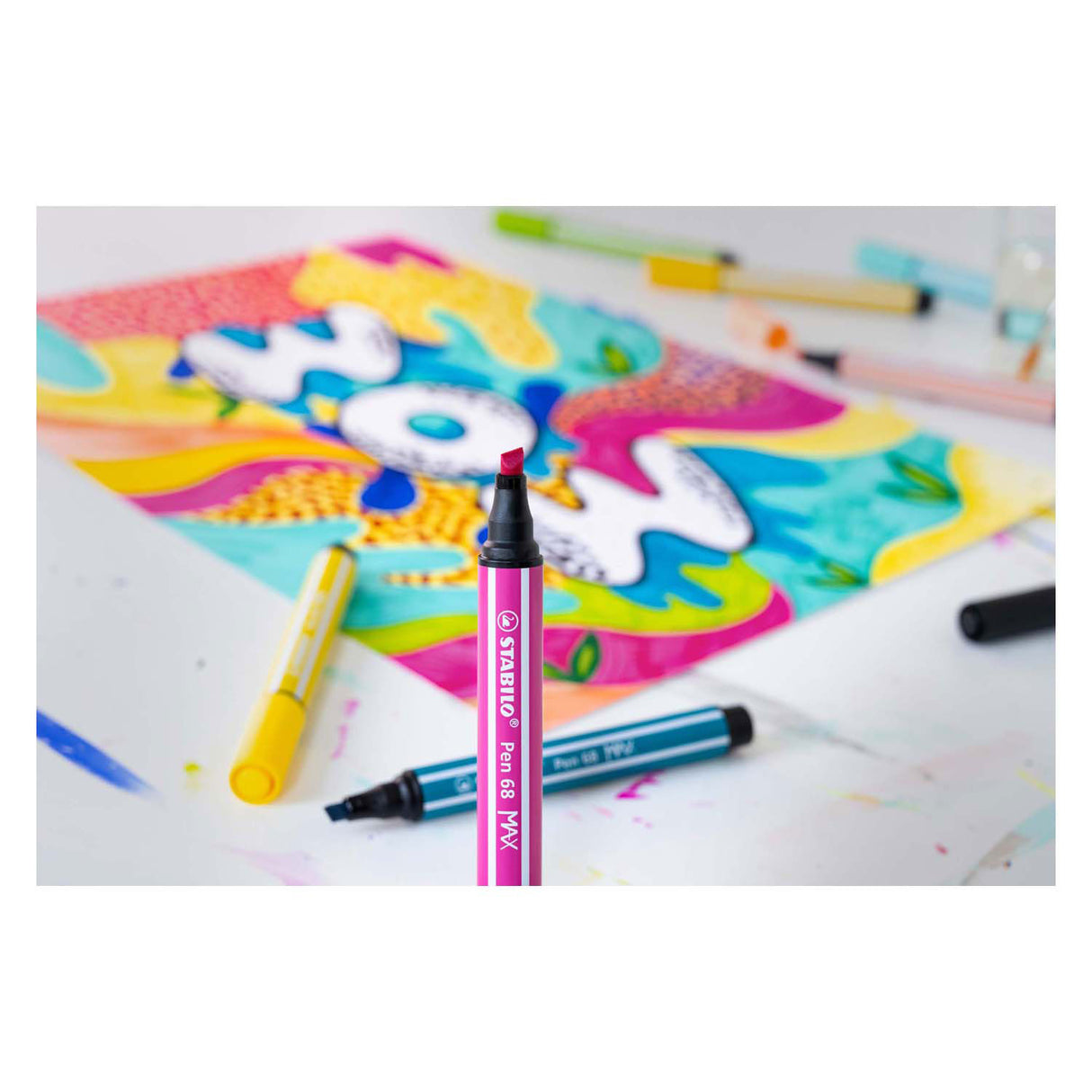 Stabilo pen 68 max felt -tip pen with thick chisel point brown