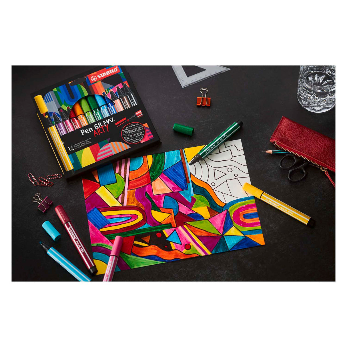 Stabilo Pen 68 max felt -tip pen with a thick chisel point earth green