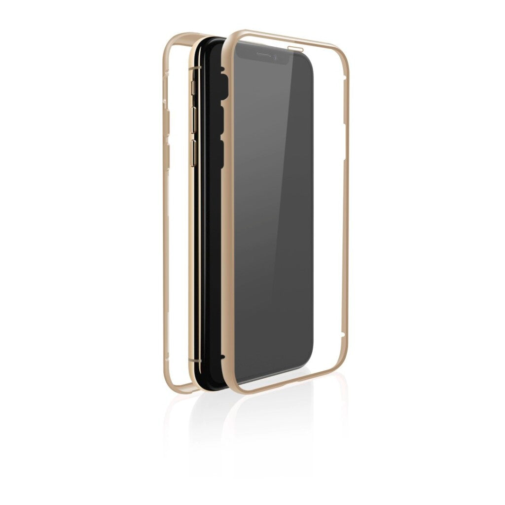 Bílé diamanty pokrývají 360 ° skleněné iPhone 11 zlaté