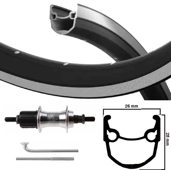 Ruota posteriore kgs 28 pollici (622) Stratos Black Silver Cassette 8 9 SP Asse fisso