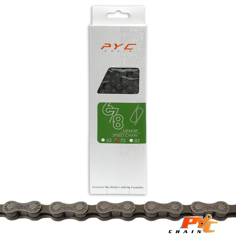 PYC Bicycle Chain 7V 116 Links 1 2x3 32 Shimano holdbar