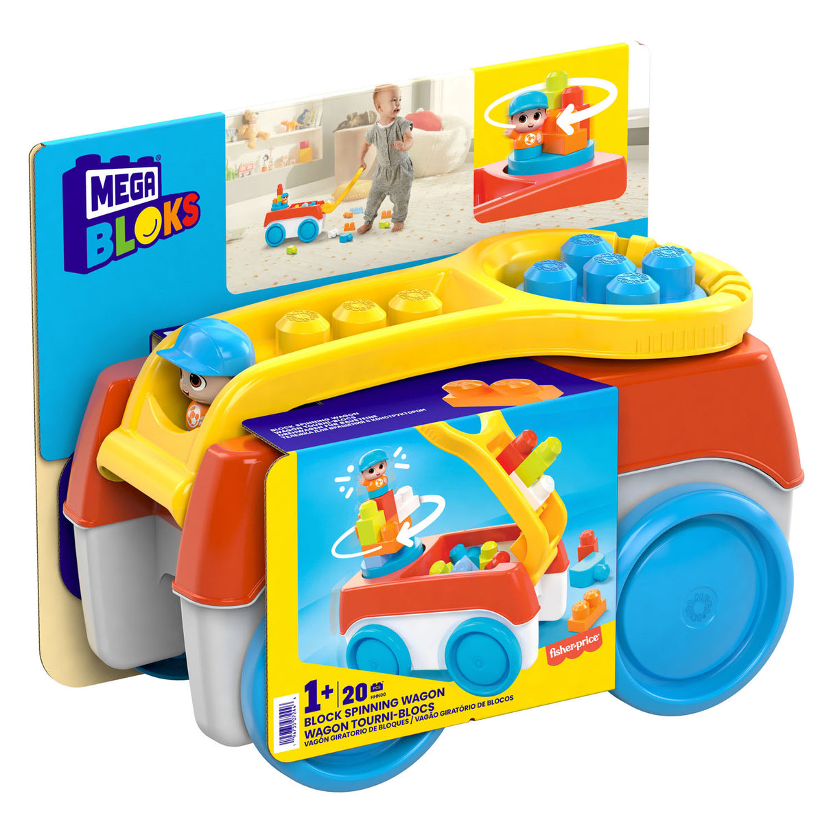 Block Mega Bloks tournant Bolderkar avec des blocs de construction