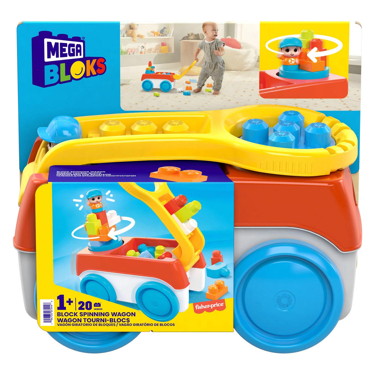 Block Mega Bloks tournant Bolderkar avec des blocs de construction