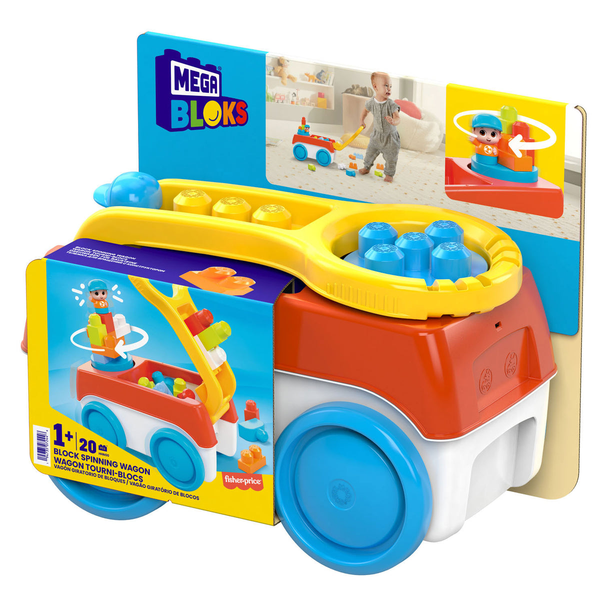 Block Mega Bloks tournant Bolderkar avec des blocs de construction