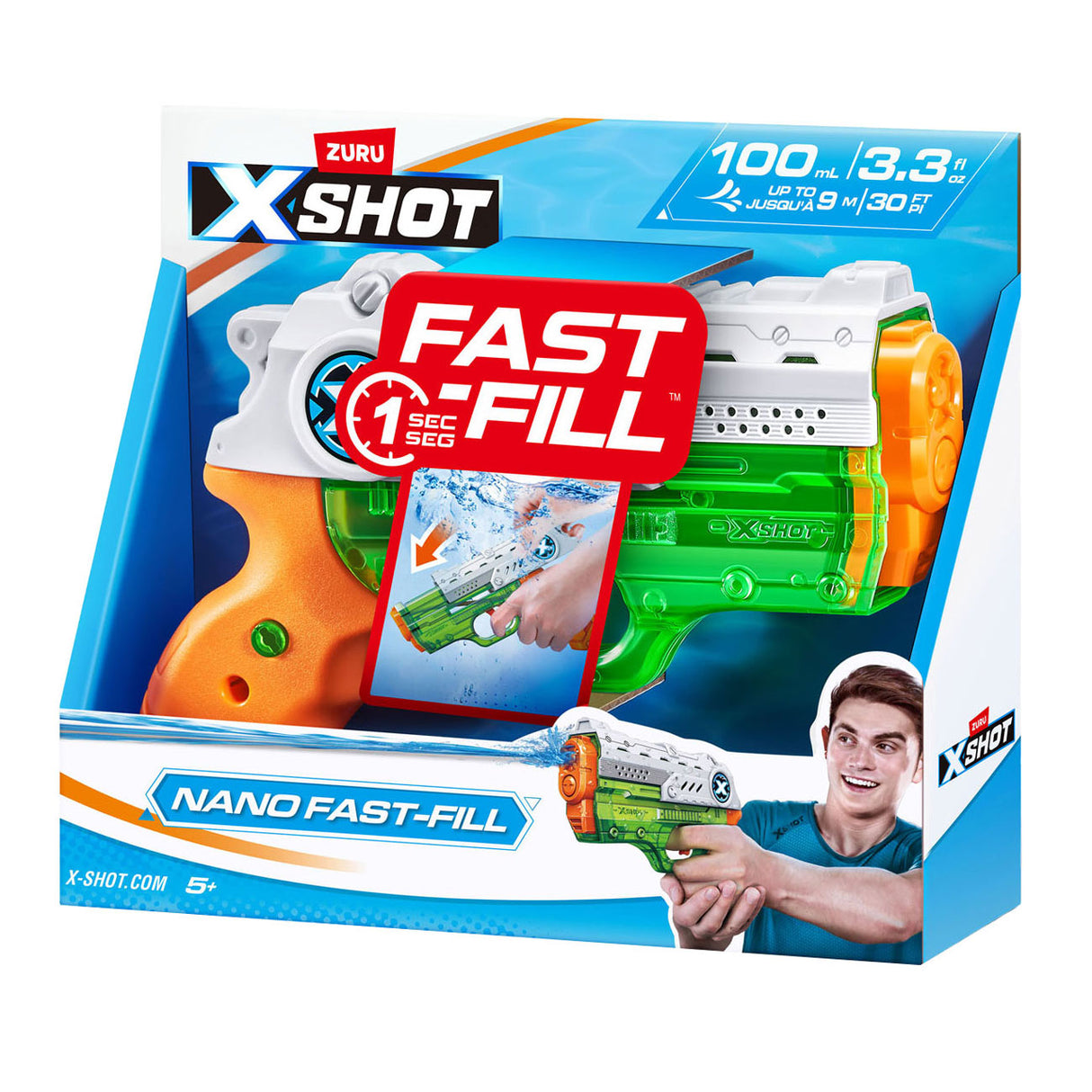 Zuru Sour X-Shot Nano Fast remplissez le pistolet à eau