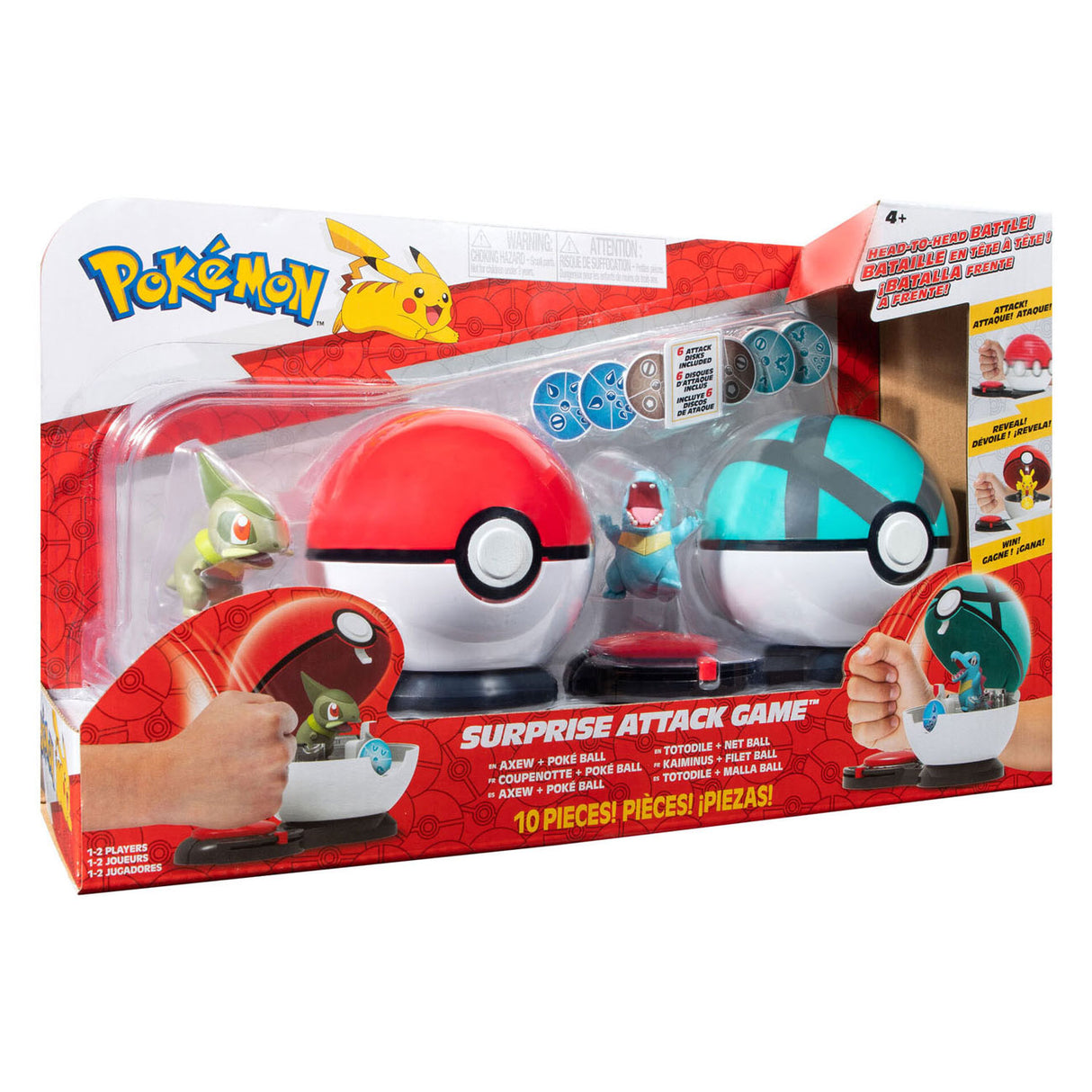 Boti Pokémon Surprise Attack Game Play Set - Axew Poke Ball vs Totodile Net Ball