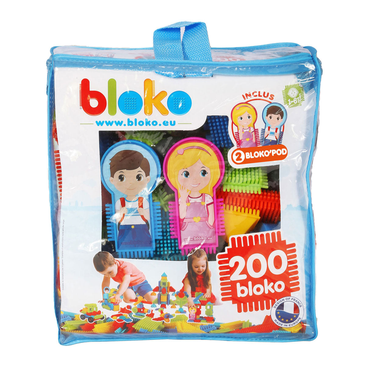 Boti Bloko Nopper Building Blocks con 2 figure in borsa, 200dlg.