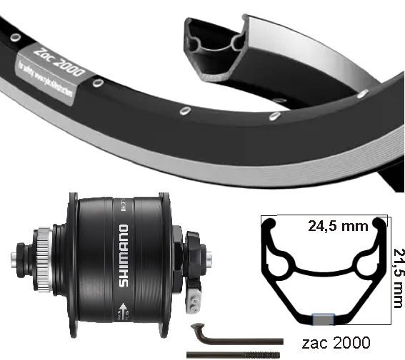 Shimano Roue avant 28 pouces 622 Hub Dynamo V-Brake Disk Centerlock QR PURTAGES