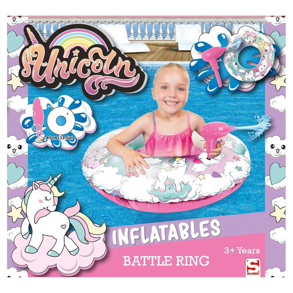 Sambro Unicorn Battle Ring Swimband z vodno pištolo 85 cm
