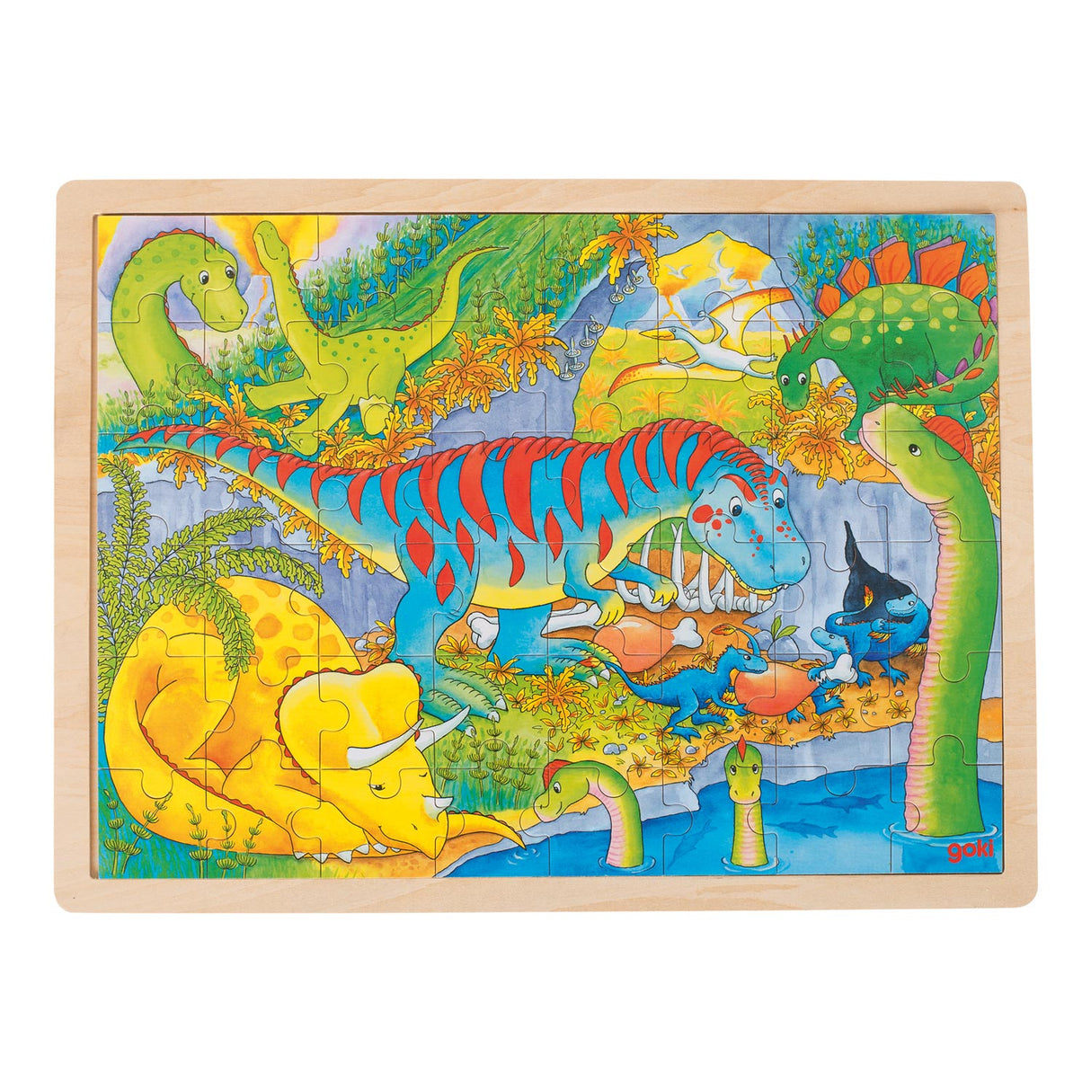 Goki Wooden Jigsaw Puzzle - Dino's, 48st.