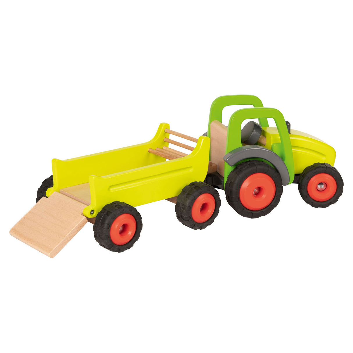 Goki dřevěný traktor s přívěsem