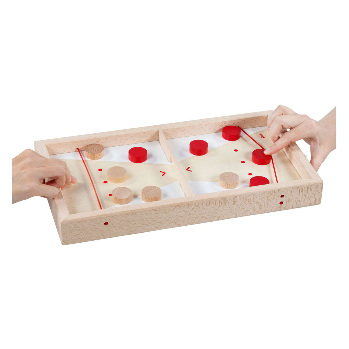 Goki wooden puck shooting playing table 2in1, 11dlg.