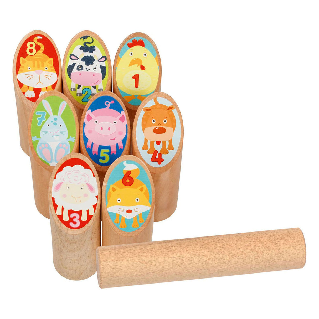 Goki Wooden Viking Game Animals Kubb v bavlněné tašce